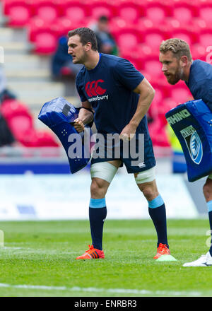 Llanelli, Wales. 10 mai, 2015. Guinness Pro12. Scarlets contre les Cardiff Blues. Sam Warburton lors de l'échauffement. Credit : Action Plus Sport/Alamy Live News Banque D'Images