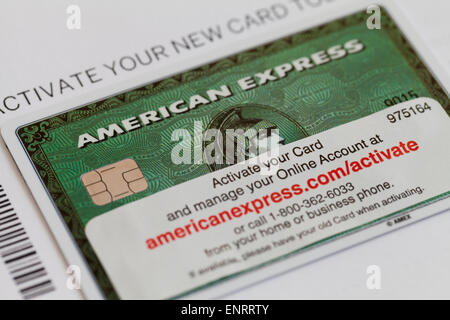 Nouvelle carte American Express avec les informations d'activation - USA Banque D'Images