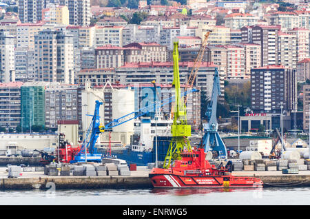 Ville et port de Vigo, Espagne Banque D'Images