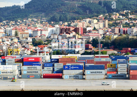 Terminal à conteneurs du port de Vigo, Espagne Banque D'Images