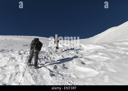 Marche sur glacier Mera Peak, Népal Banque D'Images