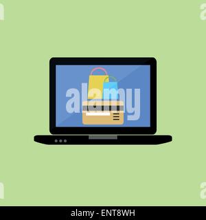 Shopping en ligne de style plat Illustration de Vecteur