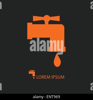 Appuyez sur orange avec de l'eau goutte sur noir Illustration de Vecteur