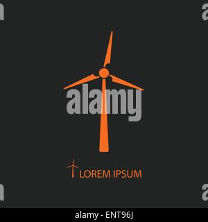 Éolienne Orange sur noir Illustration de Vecteur