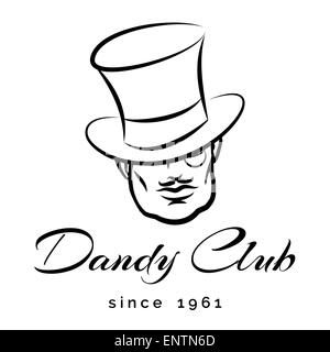 Dandy ou messieurs logo du club ou de l'emblème. Seulement libre polices utilisées. Isolé sur fond blanc. Illustration de Vecteur