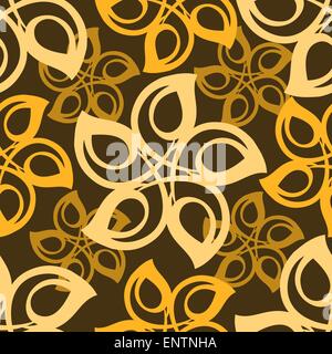 Motif floral géométrique transparente tirée en couleurs rétro Illustration de Vecteur