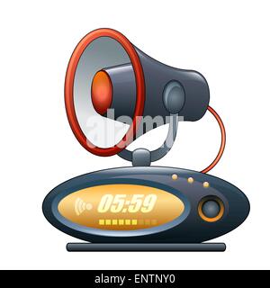 Un vecteur illustration de réveil avec megaphone Illustration de Vecteur