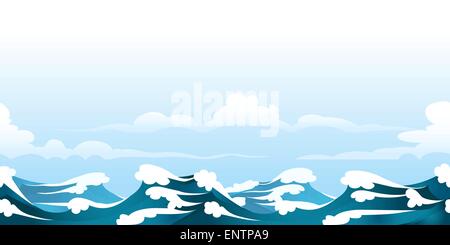 Un motif horizontal avec les vagues de l'océan Illustration de Vecteur