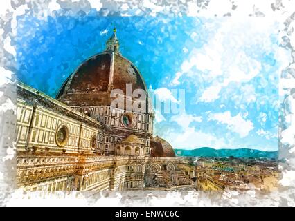 La basilique de Santa Maria del Fiore, Florence, Italie Illustration de Vecteur