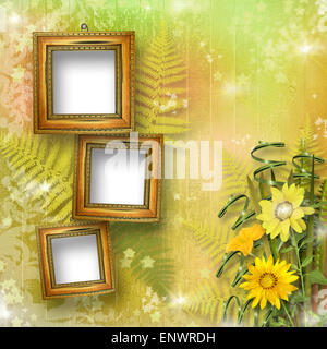 Grunge frame pour l'intérieur avec bouquet de fleurs Banque D'Images