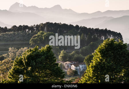 Le village de Massa Macinaia près de Lucques, Toscane, Italie. Banque D'Images