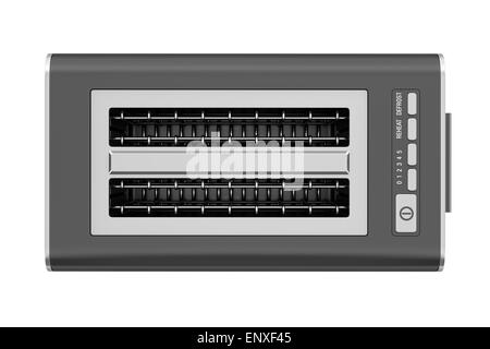 Grille-pain noir moderne isolé sur fond blanc Banque D'Images