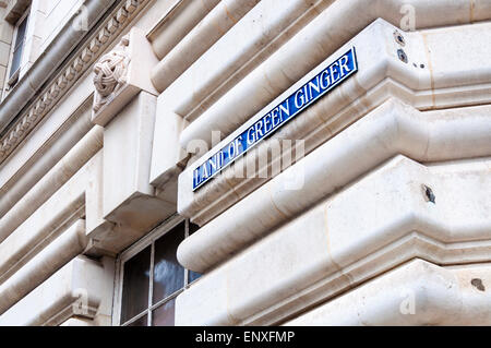 Terre de gingembre vert Nom de rue à Kingston Upon Hull East Yorkshire Humberside Banque D'Images