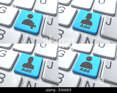 Ajouter Concept - Bouton bleu sur le clavier. Banque D'Images