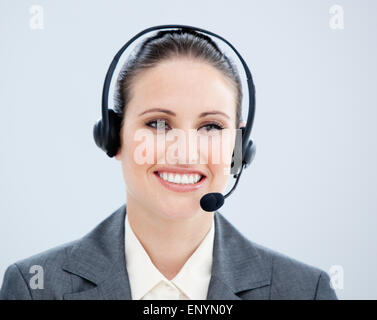 Portrait of a smiling customer, agent au travail Banque D'Images