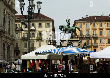 Piazza Carlo Alberto à Turin Banque D'Images