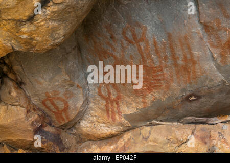 Peintures rupestres schématiques, période chalcolithique, Arroyo de San Servan, Badajoz, Estrémadure, Espagne, Europe Banque D'Images