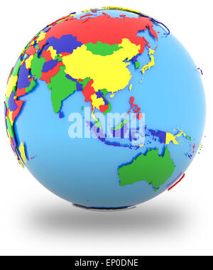 Asie du sud-est, une carte politique du monde avec les pays en quatre couleurs, isolé sur fond blanc. Banque D'Images