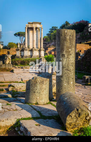 Rome, Italie. Le Forum Romain. Temple de Vesta. Banque D'Images