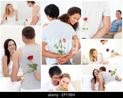 Collage de belle des couples appréciant le moment Banque D'Images