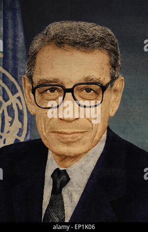 Boutros Boutros-Ghali (b. 1922). Homme politique égyptien. 6e Secrétaire général de l'Organisation des Nations Unies à partir de 1992-1996. Banque D'Images