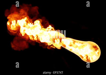 Boule de feu d'astéroïdes sur fond noir Banque D'Images