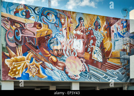 Peinture murale au Palacio Municipal de Chetumal, péninsule du Yucatan, Quintana Roo, Mexique de l'état Banque D'Images