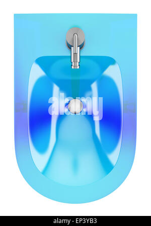 Vue de dessus de verre bleu bidet isolated on white Banque D'Images