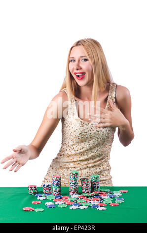 Femme en cartes à jouer casino Banque D'Images