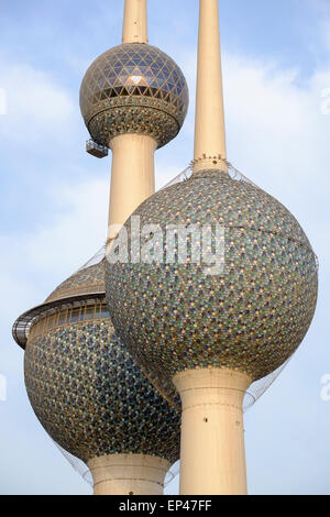 Détail de Kuwait Towers dans la ville de Koweït, Koweït. Banque D'Images