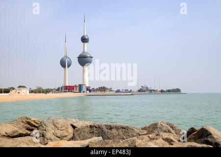 Kuwait Towers dans la ville de Koweït, Koweït. Banque D'Images