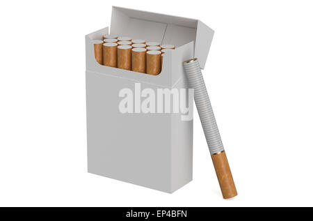 Cigarettes pack blanc isolé sur fond blanc Banque D'Images