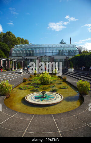 Étang et Tropical House, jardins d'historique, Auckland Domain, Auckland, île du Nord, Nouvelle-Zélande Banque D'Images