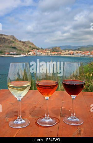 L'île de Lemnos est célèbre pour ses produits locaux, en particulier le fromage et vins. Banque D'Images