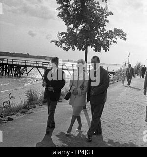 Deutscher Kunstflieger Falderbaum Albert bei einem Promenade mit einem und Hildegard Frau senneur Sohn, Deutschland 1960 er J Banque D'Images