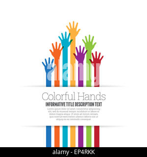 Vector illustration of colorful hands copyspace. Banque D'Images