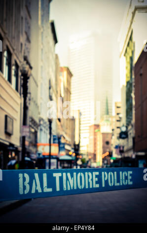 Retro Style Photo d'une barrière anti-émeute de la Police de Baltimore Banque D'Images