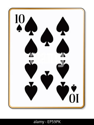 La carte à jouer le dix de pique sur un fond blanc Banque D'Images