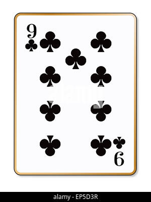La carte à jouer les neuf clubs d'over a white background Banque D'Images