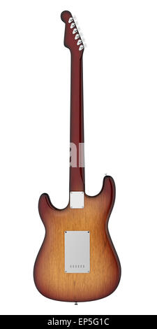 Vue arrière de la guitare électrique isolated on white Banque D'Images