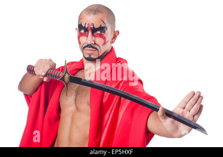 L'homme à l'épée isolated on white Banque D'Images