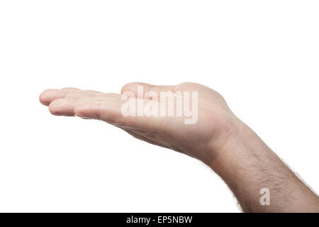 Ouvrez Palm homme part isolé sur fond blanc Banque D'Images