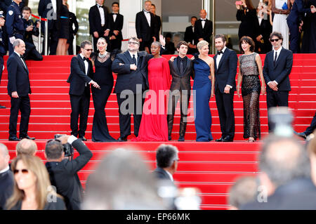 Pierre Lescure, Ethan Coen, Rossy de Palma, Guillermo del Toro, Rokia Traore, Xavier Dolan, Sienna Miller, Jake Gyllenhaal, Sophie Marceau et Joel Coen participant à la soirée d'ouverture avec la première de 'la tete haute/Standing Tall' à la 68e Festival de Cannes le 13 mai, 2015 Banque D'Images