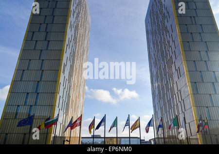 Deux tours d'or de la Cour de justice de l'Union européenne, en Quartier Européen, Kirchberg, Luxembourg Banque D'Images