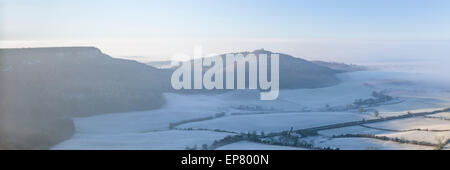 Matin brumeux de Sutton Bank, Yorkshire du Nord. Banque D'Images