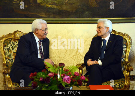 Rome, Rome, Italie. 15 mai, 2015. Le président palestinien Mahmoud Abbas rencontre le président italien Sergio Mattarella à Rome le 15 mai 2015. Credit : ZUMA Press, Inc./Alamy Live News Banque D'Images