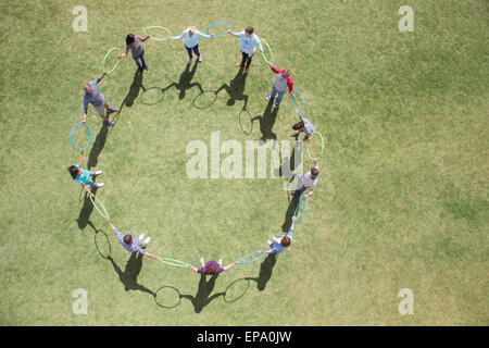 Cercle connecté l'équipe champ cerceau en plastique Banque D'Images