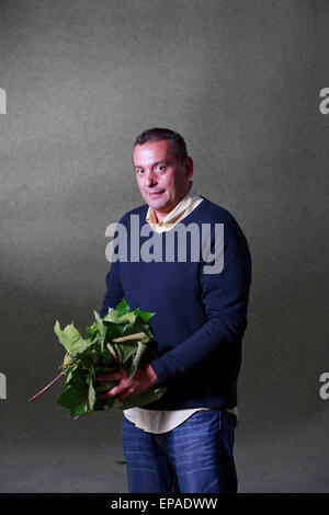 Christos Tsiolkas photographié au cours de l'Edinburgh International Book Festival 2014. Banque D'Images