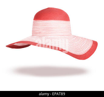 Chapeau de paille d'été isolé sur fond blanc Banque D'Images