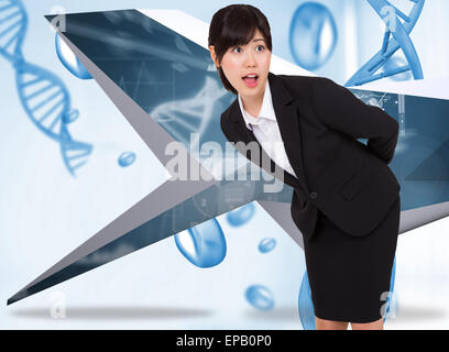 Composite image businesswoman bending Banque D'Images